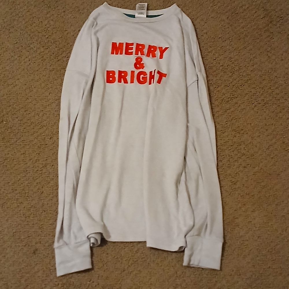 White Long Sleeve Tee with Red Text
